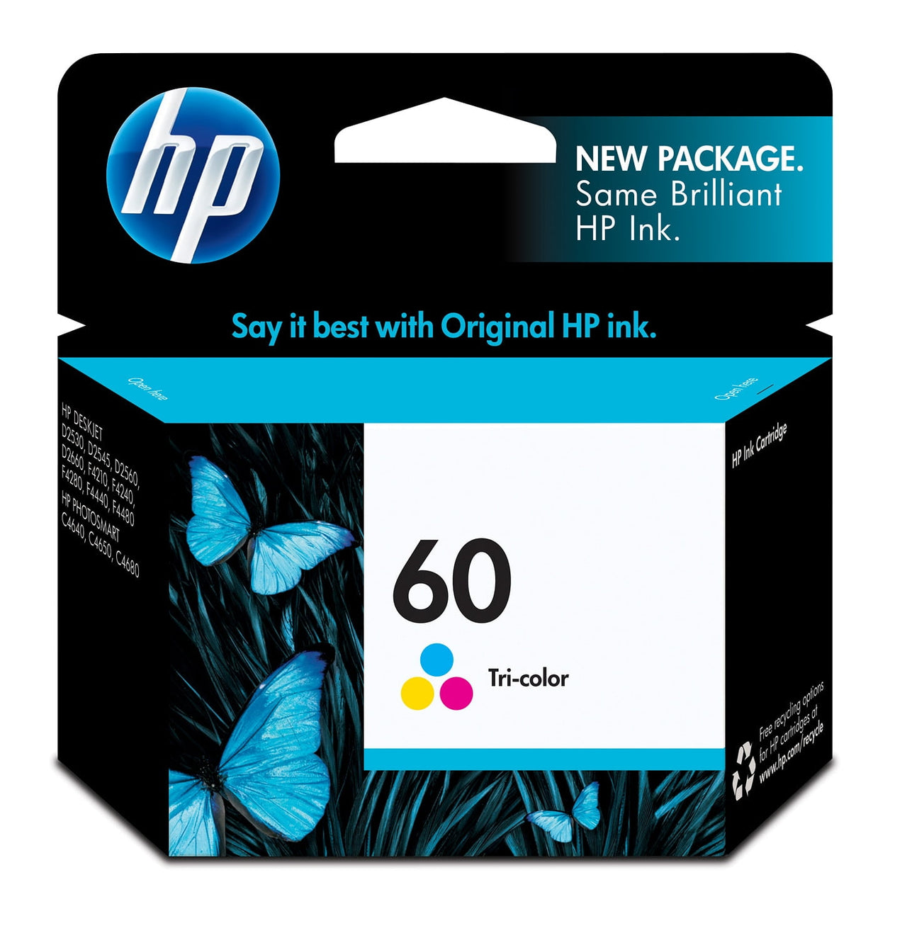 HP 60 Black Original Ink Cartridge, ~200 pages, CC640WN#140