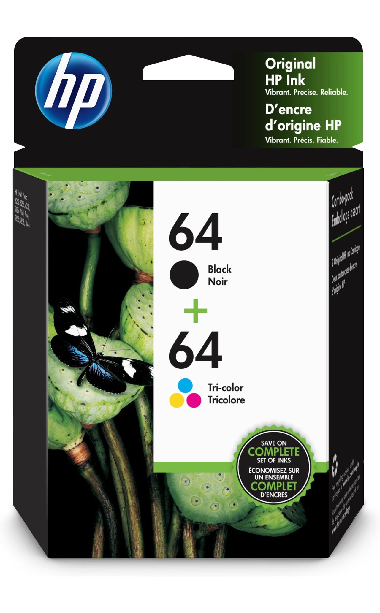 HP 64 Black Original Ink Cartridge, ~200 pages, N9J90AN#140