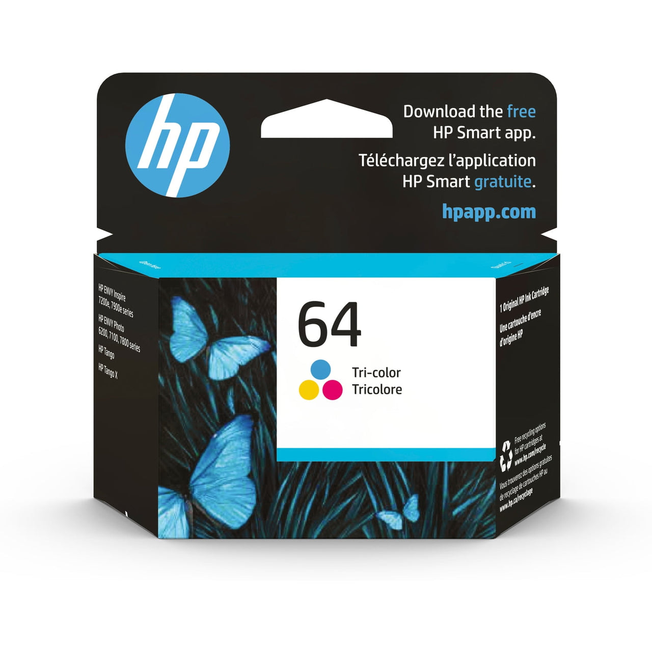 HP 64 Black Original Ink Cartridge, ~200 pages, N9J90AN#140