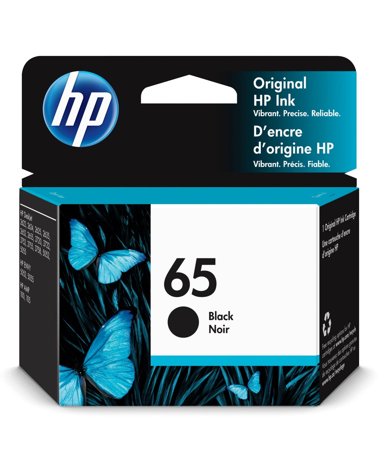HP 65 Black Original Ink Cartridge, ~120 pages, N9K02AN#140