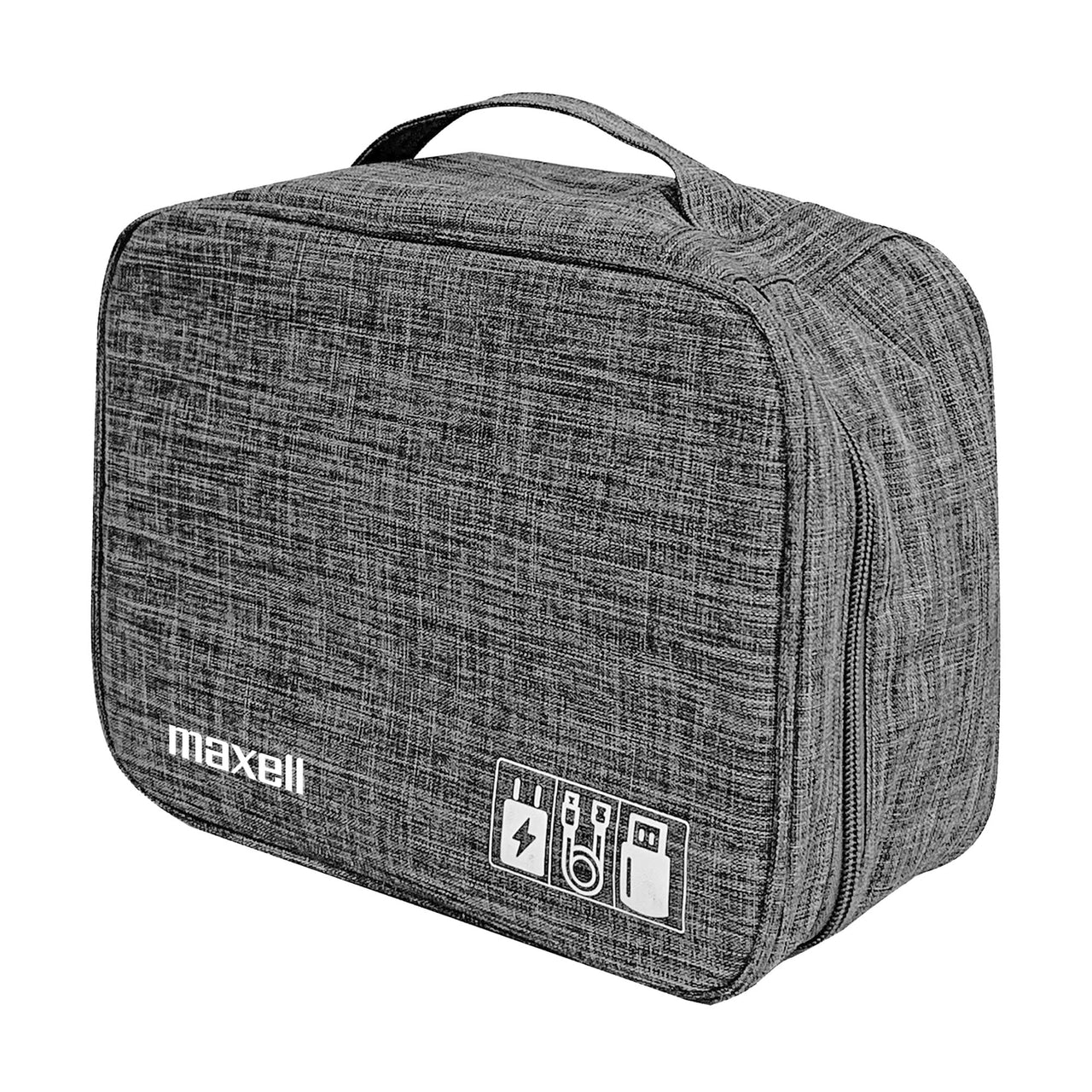 Maxell Soft Shell Electronic Carrying Case with Mesh Pockets, for USBs, Gray