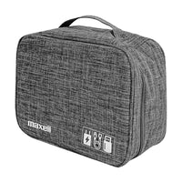 Maxell Soft Shell Electronic Carrying Case with Mesh Pockets, for USBs, Gray