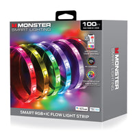 Monster Smart Lighting Indoor LED Strip Lights, RGBIC Multicolor Flow LED Lights, for Christmas, Halloween, Party, Gameday and More, 100’