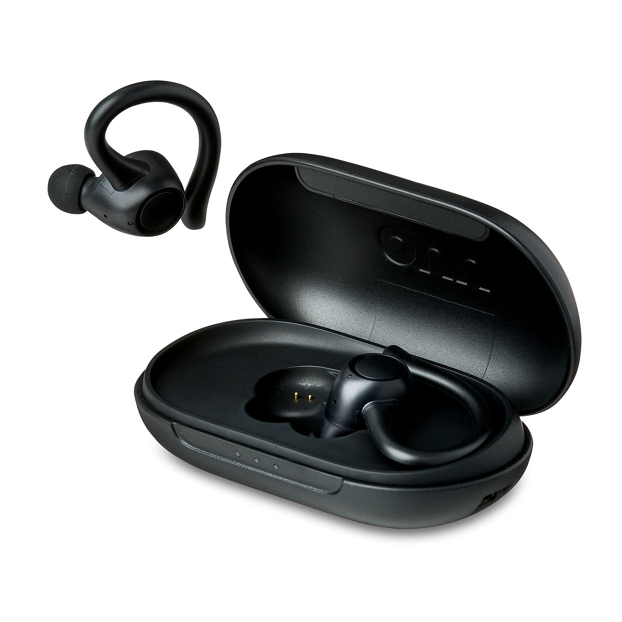 onn Wireless Earphones with Wireless Charging Case, Black
