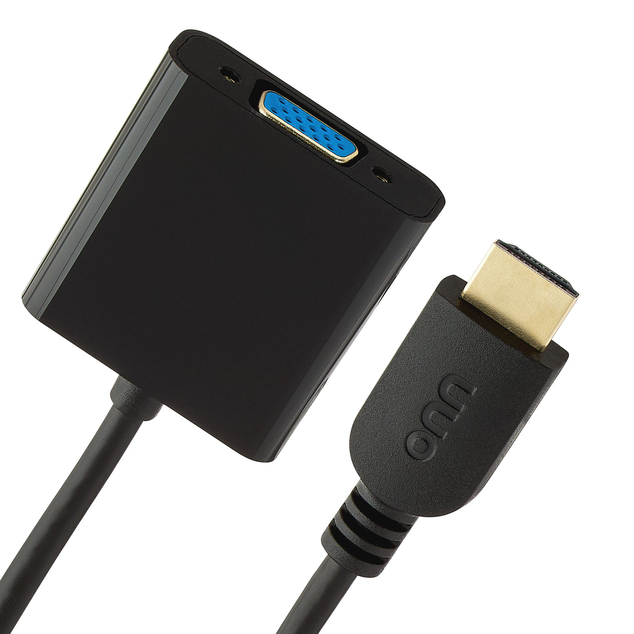 onn HDMI to VGA Adapter, HDMI Male to VGA Female, 1080p 2K Support, Gold-Plated Connectors, 8 Inch, Black