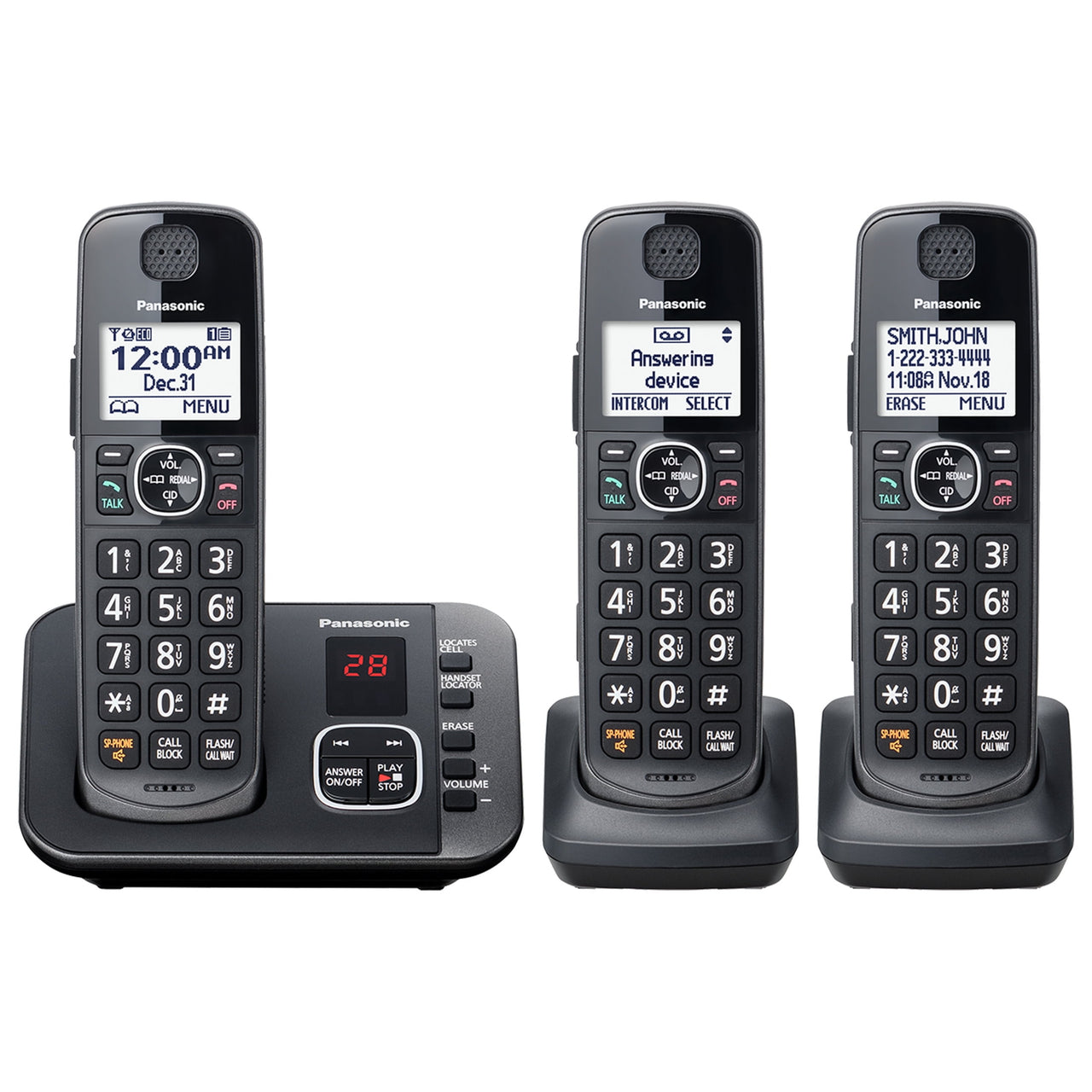 Panasonic 3-Handset Expandable Cordless Phone System with Answering System - KX-TG3833M