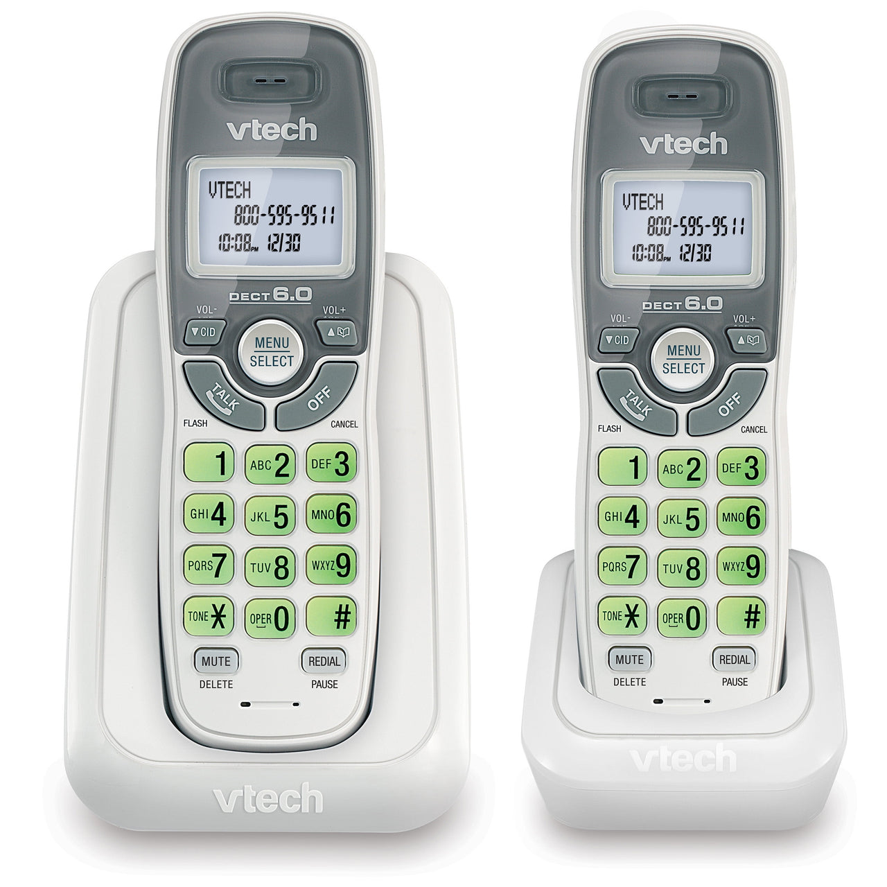 VTech 2 Handset DECT 6.0 Cordless Phone with Caller ID/Call Waiting, CS6114-2 (White)