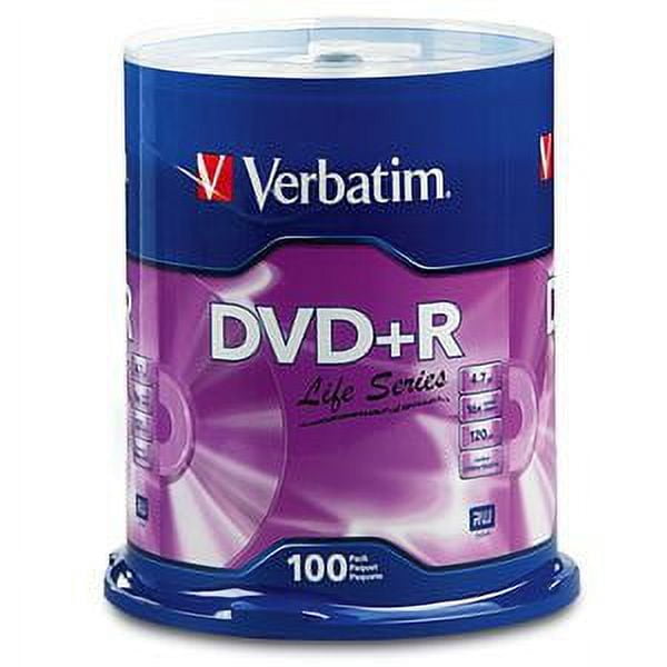 Verbatim Life Series DVD+R 4.7GB 16x Recordable Blank Disc 100PK  Spindle