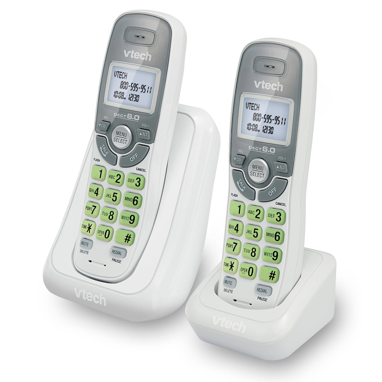 VTech 2 Handset DECT 6.0 Cordless Phone with Caller ID/Call Waiting, CS6114-2 (White)