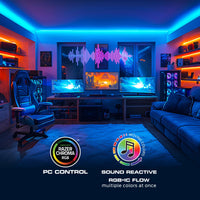 Monster Smart Lighting Indoor LED Strip Lights, RGBIC Multicolor Flow LED Lights, for Christmas, Halloween, Party, Gameday and More, 100’