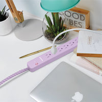 Honeywell 2-in-1 Pack Power Strips - 6 AC Outlets Surge + 3 AC 2 USB Strip (1 USB-A + 1 USB-C 2.1A) - Pink
