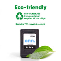 onn HP 63 Printer Ink Cartridge, Black (Remanufactured)