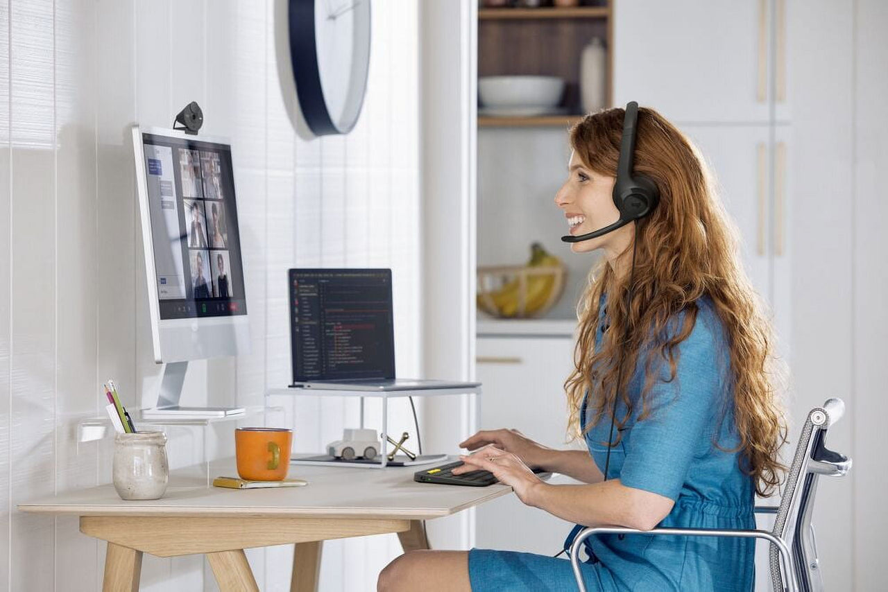 Logitech H390 Wired USB Headset, Stereo Headphones with Noise-Cancelling Microphone, USB, In-Line Controls, PC/Mac/Laptop, Black (981-000310)