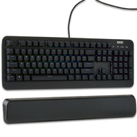 onn Gaming Mechanical Keyboard with Blue Switches, Adjustable 16.8M LED Lighting, 104 Keys, Black