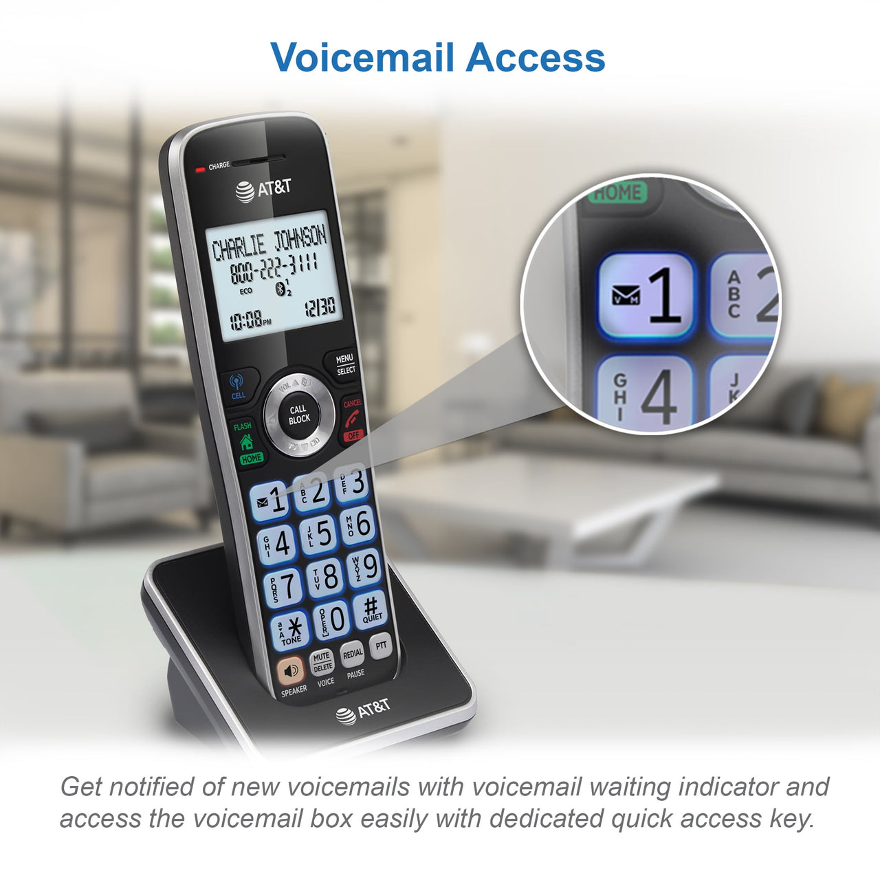 AT&T 4-Handset Expandable Cordless Phone with Unsurpassed Range, Bluetooth Connect to Cell, Smart Call Blocker and Answering System, DLP72412 (Black)