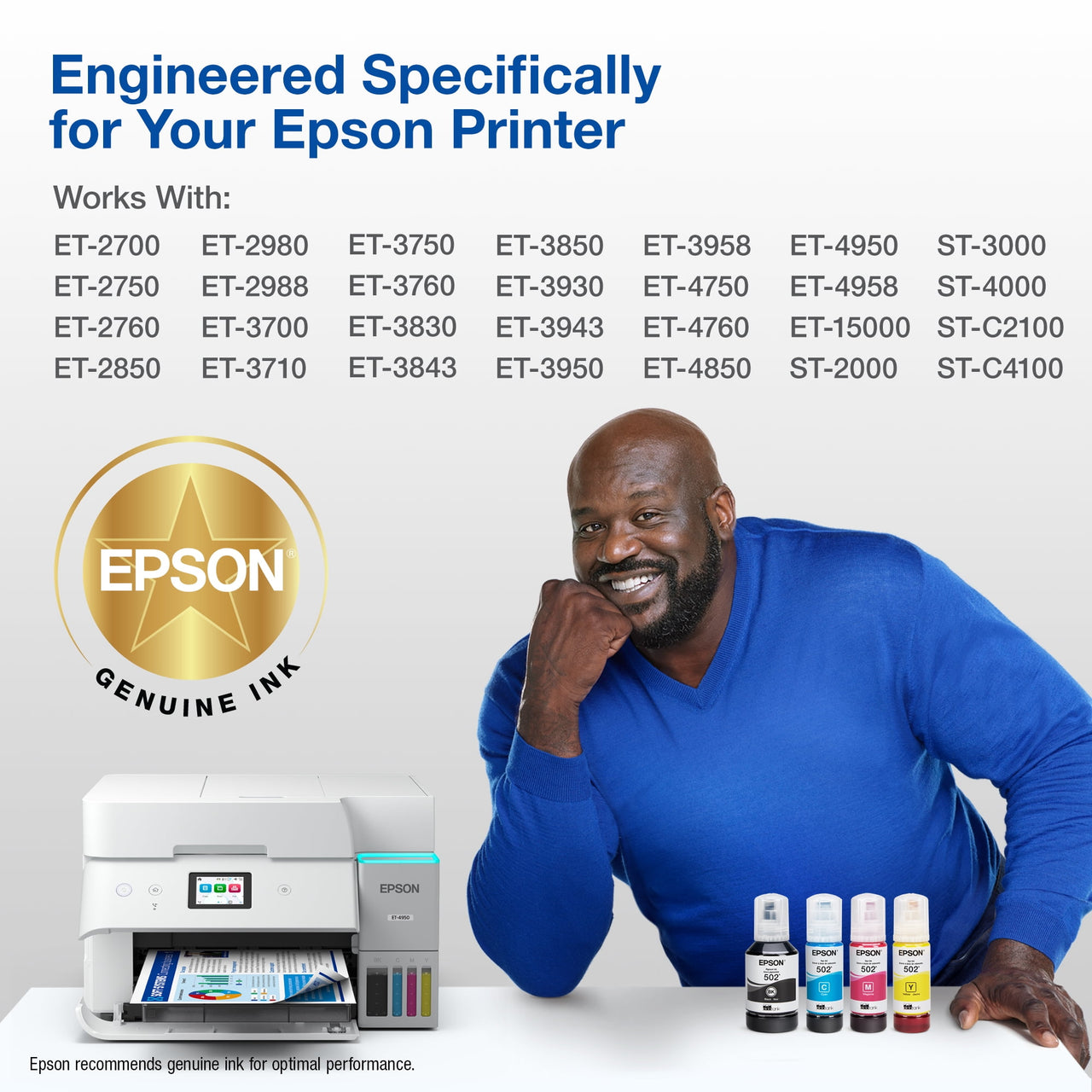 Epson 502 EcoTank Ink Ultra-high Capacity Bottle Color Combo Pack Works with ET-2750, ET-2850, ET-2980, ET-2988, ET-3750, ET-3760, ET-3850, ET-4850, and other select EcoTank models