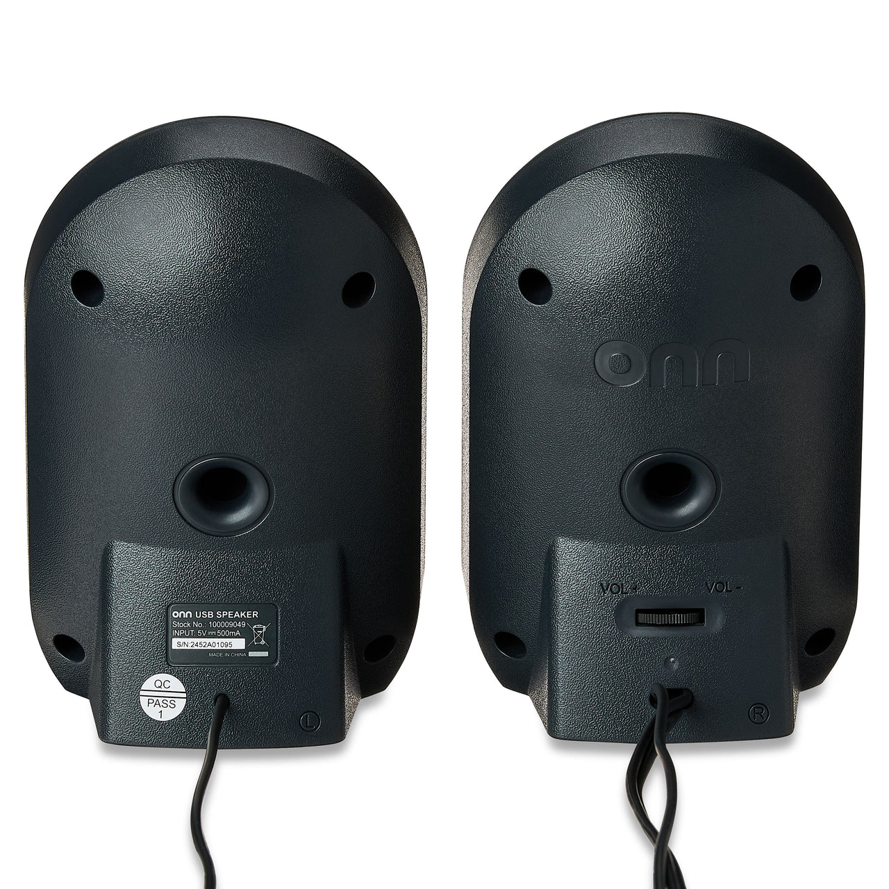 onn Stereo Speaker with Volume Controls, 3.6 ft 3.5mm Aux with USB Power Cable