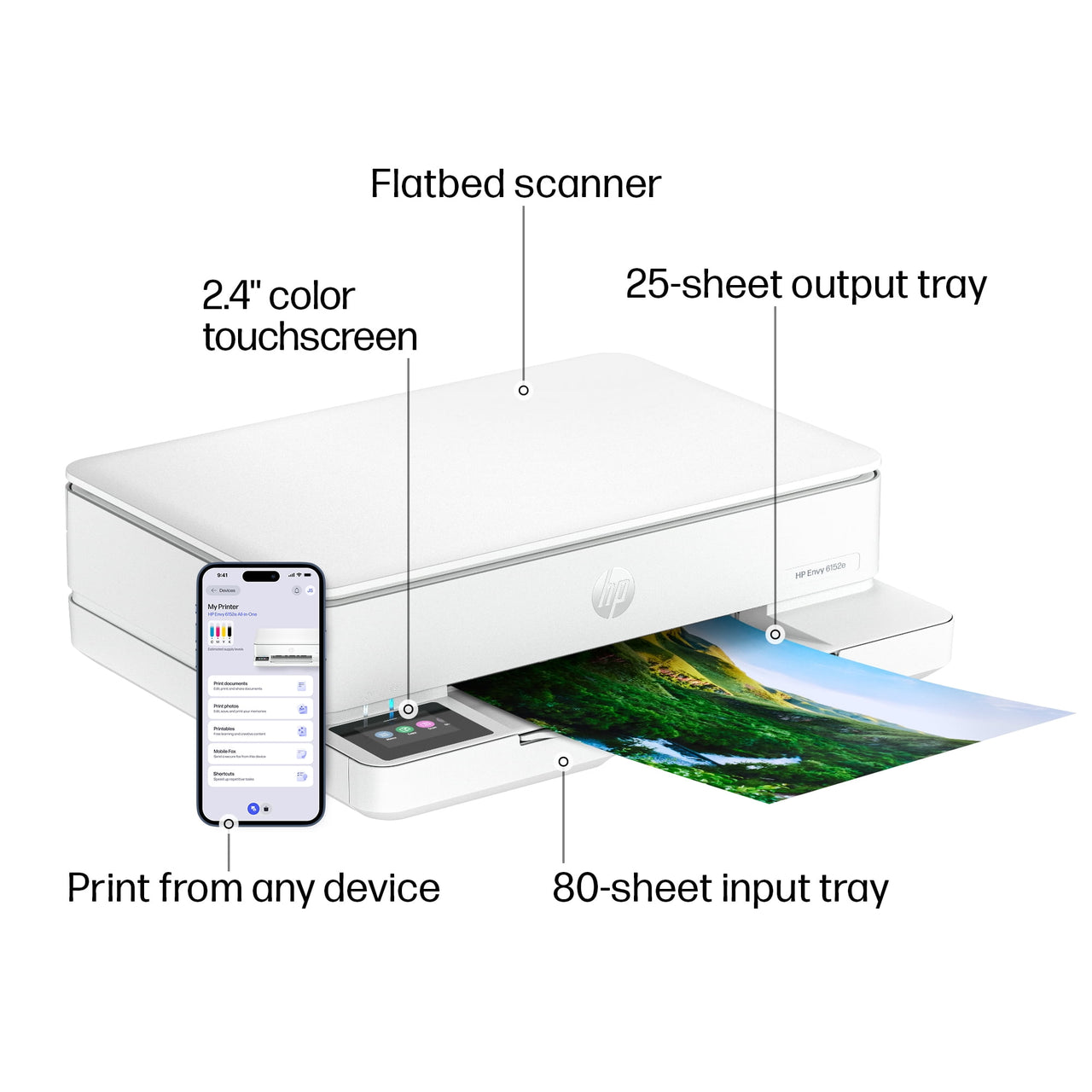 HP Envy 6152e Wireless All-in-One Color Photo Inkjet Printer, Scanner, Copier, 3mos FREE Instant Ink