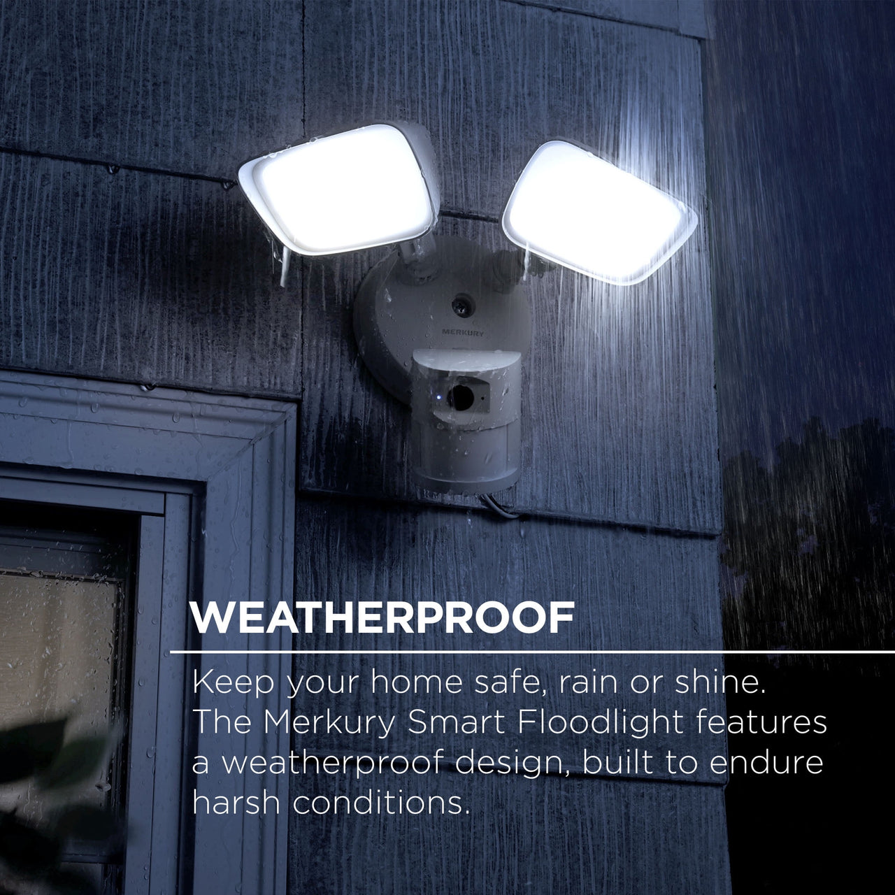 Merkury Floodlight Camera, Smart Wi-Fi, 1800 Lumens, Motion Alerts, (1-Pack)