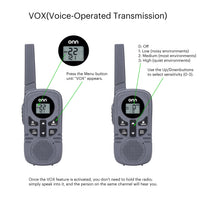 onn 23 Mile Range Walkie Talkies with Two Way Radios, LED Light and 22 FRS Channel Options, 3 Count