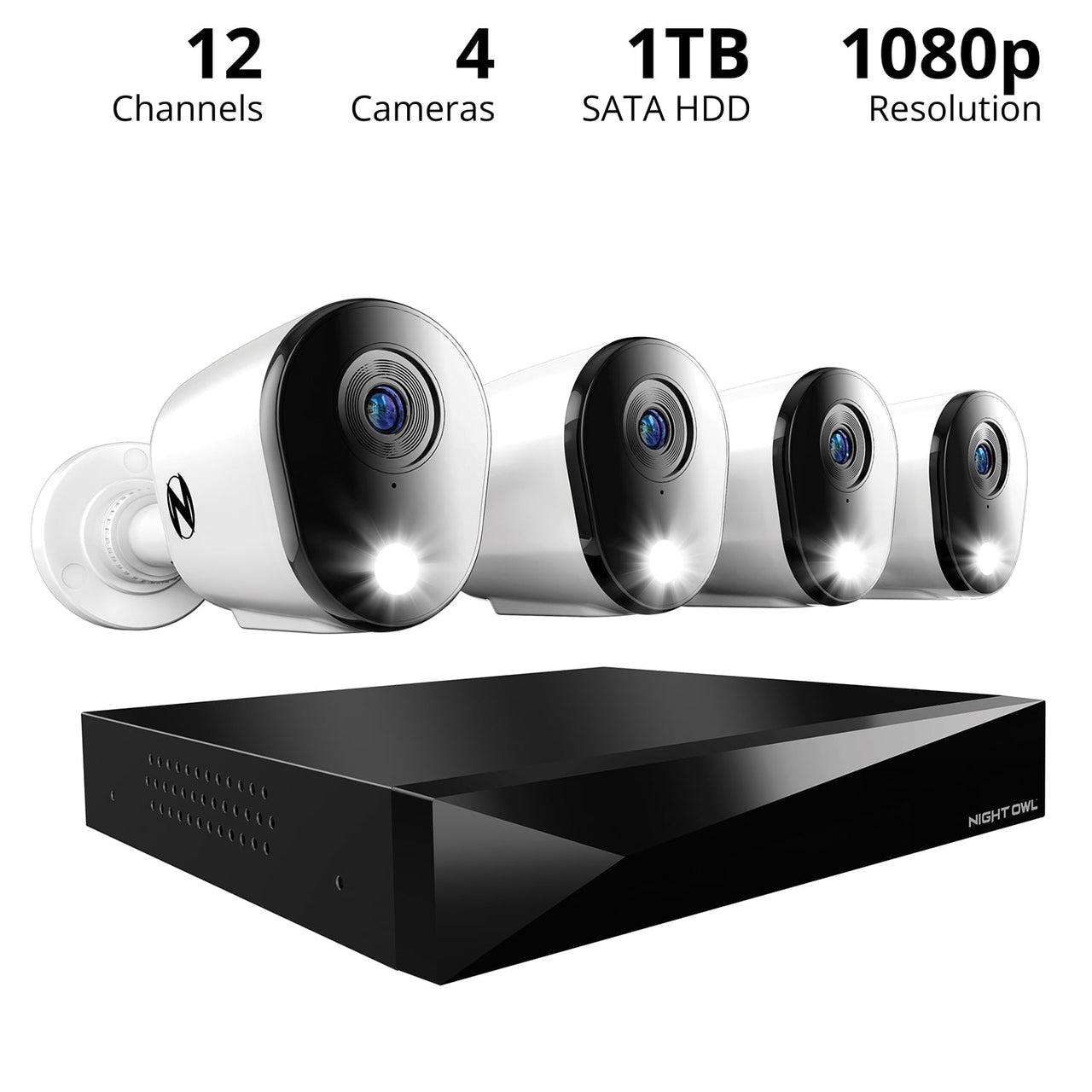 Night Owl® 2-Way Audio 12 Channel DVR Security System with 1TB Hard Drive and 4 Wired 1080p Deterrence Cameras