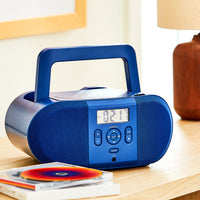 onn. Portable CD Boombox with Digital FM Radio, Navy