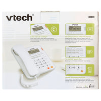 VTech CD1153 White, Corded, Table Top Speakerphone with Caller ID, Ringer Volume Control, No AC Power Required, 60 Number Caller ID History