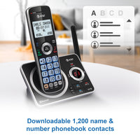 AT&T 4-Handset Expandable Cordless Phone with Unsurpassed Range, Bluetooth Connect to Cell, Smart Call Blocker and Answering System, DLP72412 (Black)
