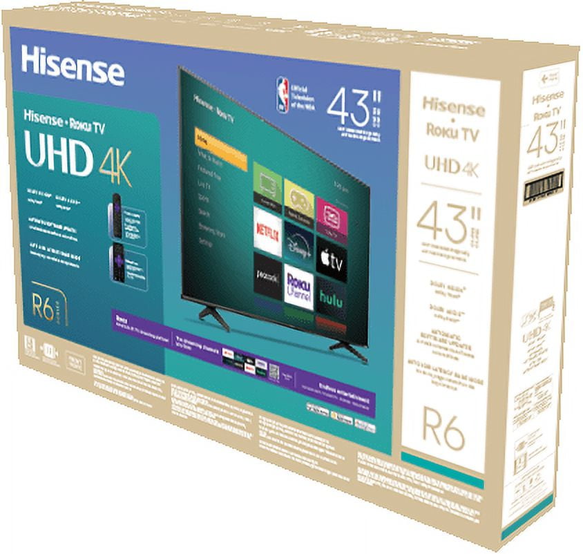 Hisense 43" Class 4K UHD LED LCD Smart Roku TV HDR R6 Series 43R6E3