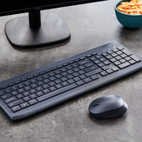 onn Wireless Keyboard & Mouse Combo, 104 Keys, Optical, USB Nano Receiver, Greystone