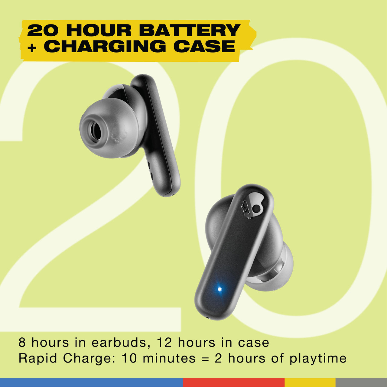 Skullcandy Smokin' Buds XT True Wireless in-Ear Earbuds, Black
