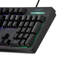 onn Wired LED Gaming Keyboard, Backlit, Gray