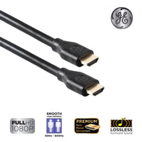 GE 25ft 4K HDMI 2.0 Cable with Ethernet, Gold-Plated Connectors, Black, 48723, New