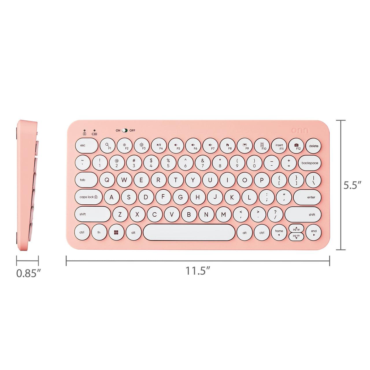onn Mini Wireless Office Keyboard with USB Receiver, Pearl Blush Pink