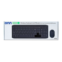 onn Wireless Keyboard & Mouse Combo, 104 Keys, Optical, USB Nano Receiver, Greystone