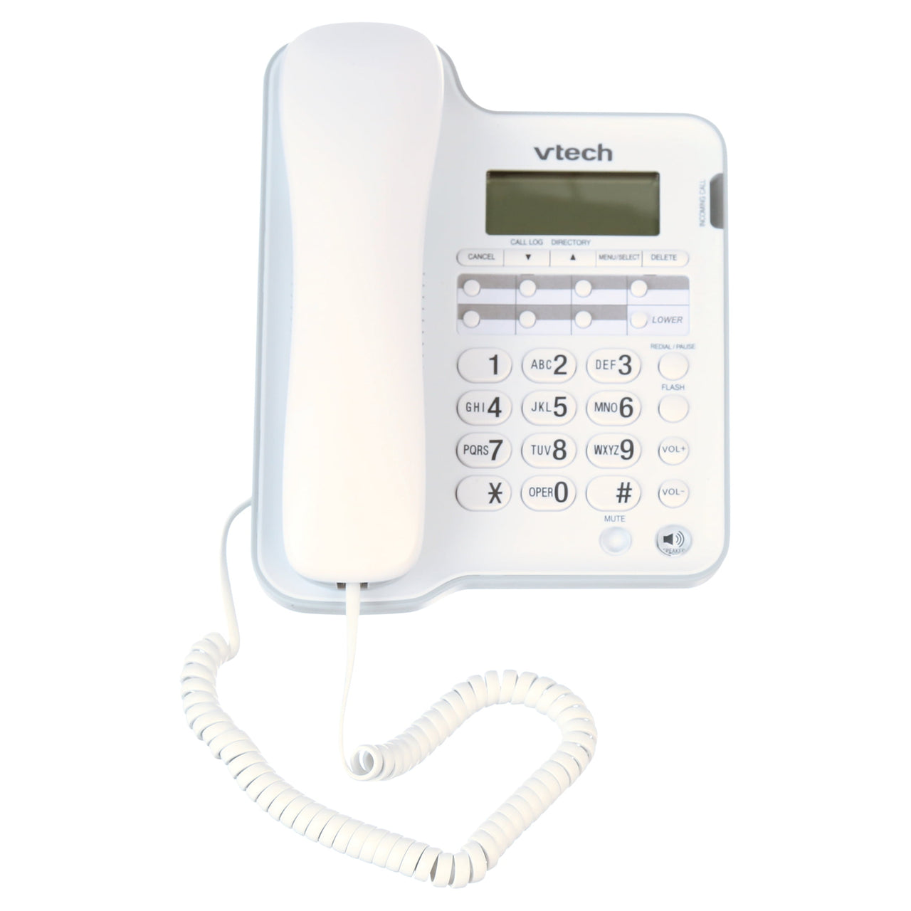 VTech CD1153 White, Corded, Table Top Speakerphone with Caller ID, Ringer Volume Control, No AC Power Required, 60 Number Caller ID History