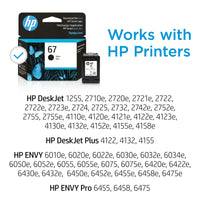 HP 67 Black Original Ink Cartridge, ~120 pages, 3YM56AN#140
