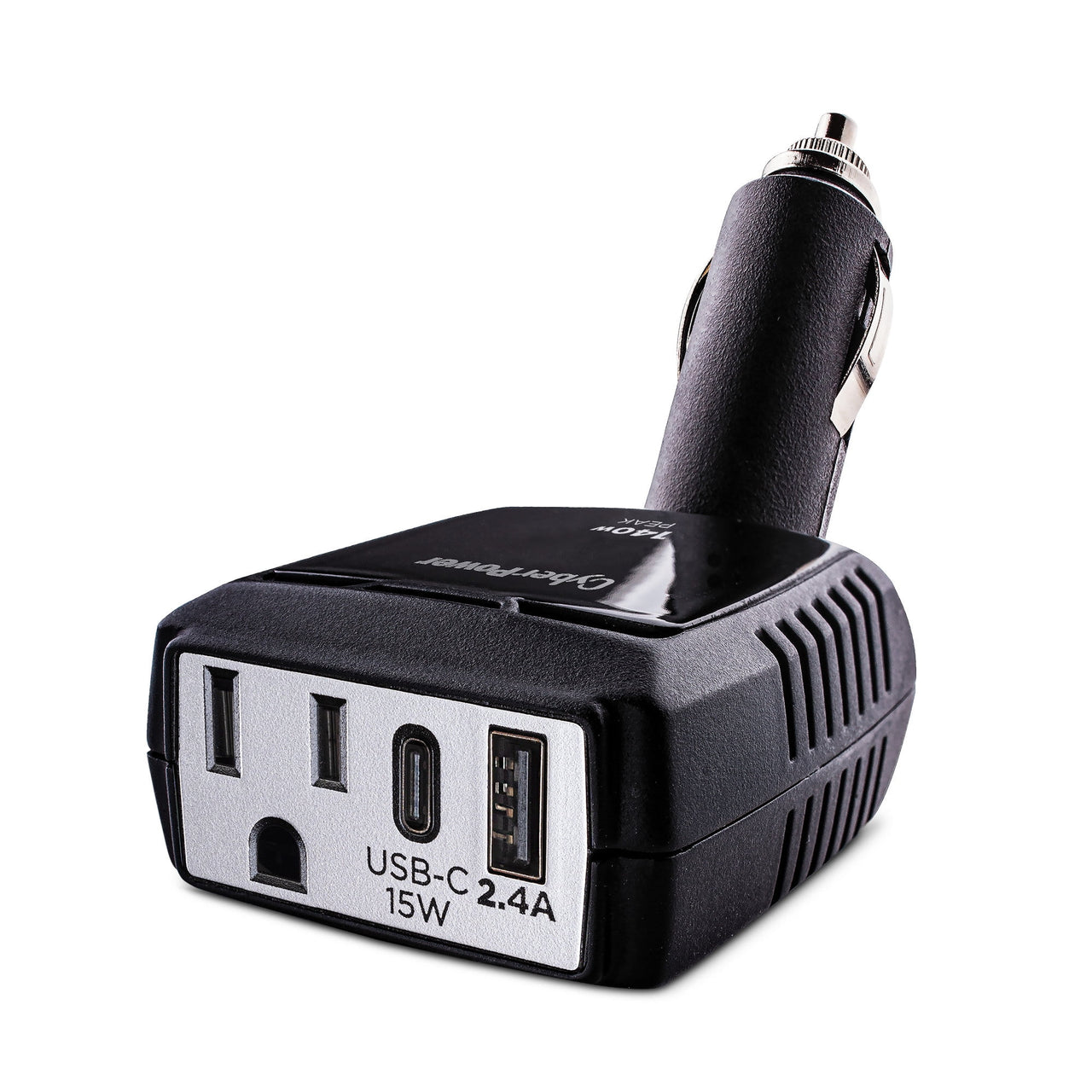 CyberPower M140BUC 140W Power Inverter - 1 AC Outlet, USB-C & USB-A Ports, Black