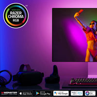 Monster Smart Lighting Indoor LED Strip Lights, RGBIC Multicolor Flow LED Lights, for Christmas, Halloween, Party, Gameday and More, 100’