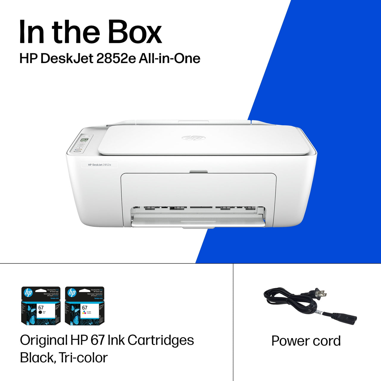 HP DeskJet 2852e Wireless All-in-One Color Inkjet Printer (White), Scanner, Copier, 3 months Free Instant Ink