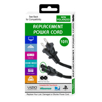New 10ft Non-Polarized Replacement Power Cord, Works With Game Consoles, Cable Boxes, Printers