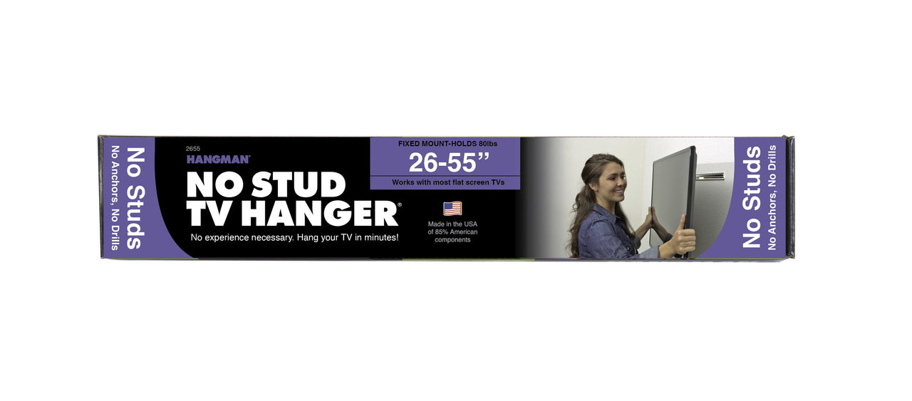 Hangman No Stud TV Hanger 2655 - Fits Screens 26" - 55" - Holds 80 lbs - No Stud, No Drills, No Anchors Required