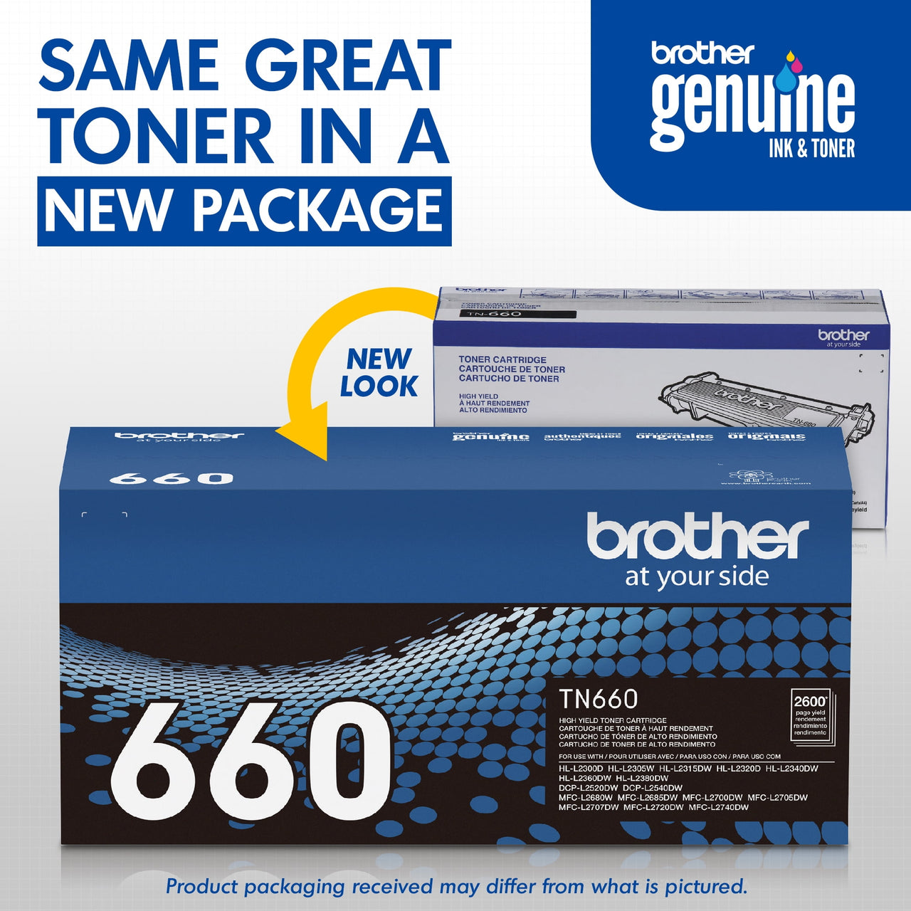 Brother Genuine High-yield Printer Toner Cartridge, TN660, Black