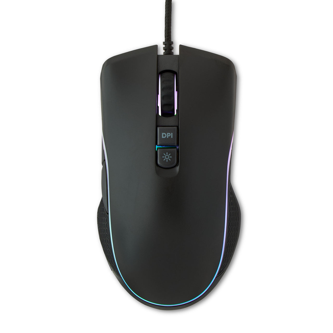 onn Wired USB Gaming Mouse with Adjustable DPI, Backlit, 7 Buttons Black