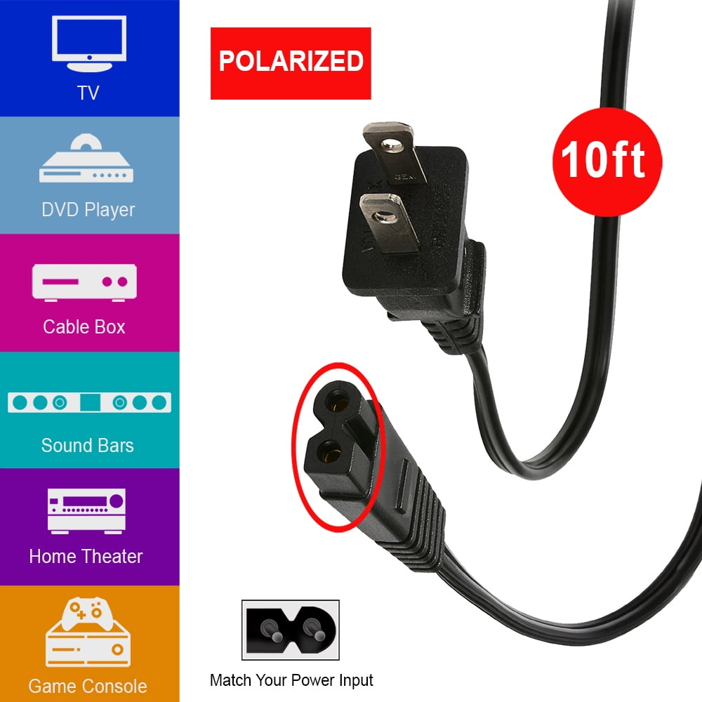 New Xtreme 10-ft Replacement Polarized Power Cord, Works with VIZIO, Hisense TVs, and Comcast
