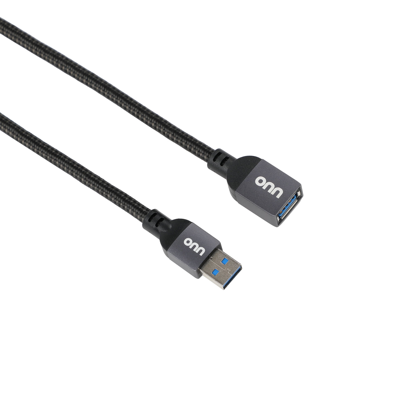 onn 6' Braided USB Extension Cable, Black