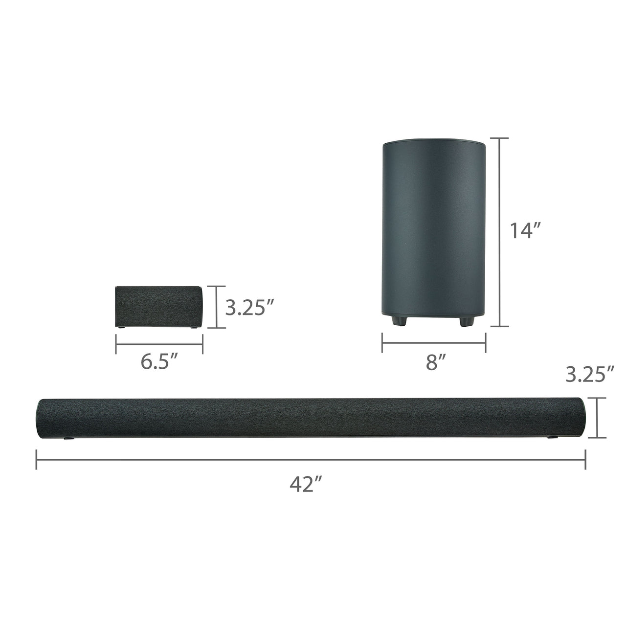 onn Bluetooth 5.1.2 Channel Surround Soundbar System with Dolby Atmos, 42", Black