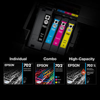EPSON T702 DURABrite Ultra Genuine Ink High Capacity Black & Standard Color Cartridge Combo Pack