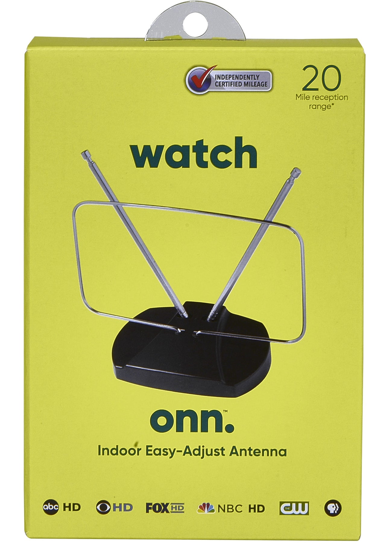 onn Indoor Easy-Adjust Antenna, 20 Miles Extended Range