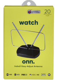 onn Indoor Easy-Adjust Antenna, 20 Miles Extended Range